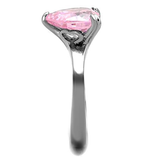 Bold Pink Heart CZ Solitaire Women’s Party Love Promise Stainless Steel Ring
