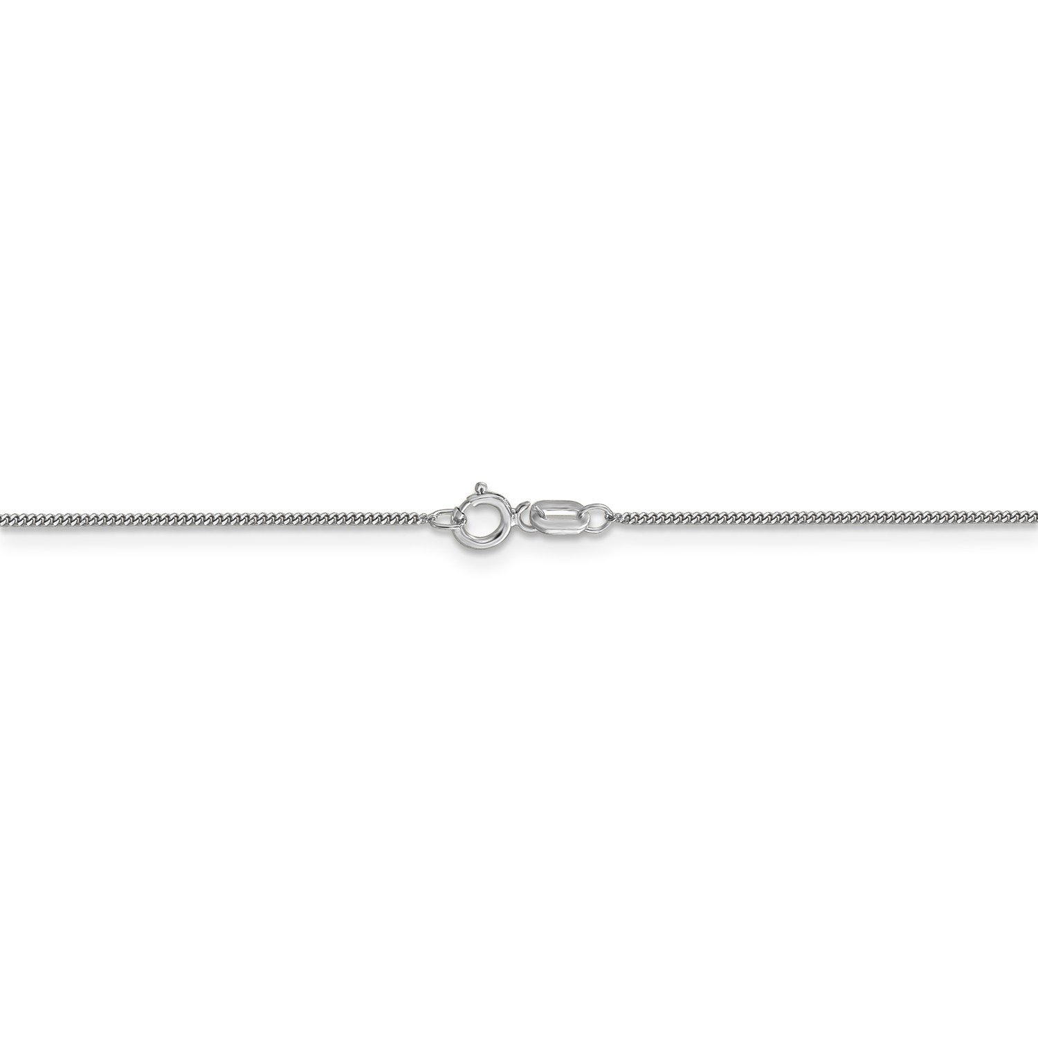 14k White Gold 0.90mm Solid Curb Link Pendant Chain w/ Spring Ring 16″ – 24″
