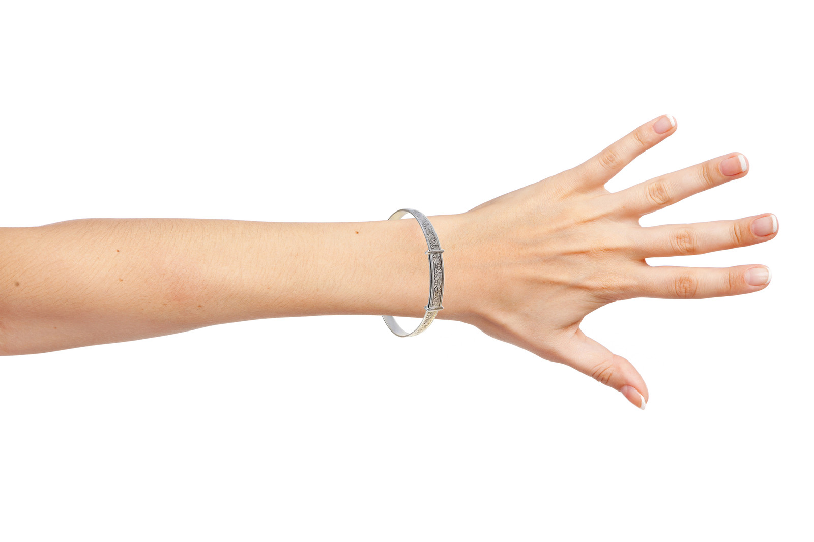 6mm X Large Sterling Silver Ladies Expanding Bangles Engraved 12g Bracelet 8.5″