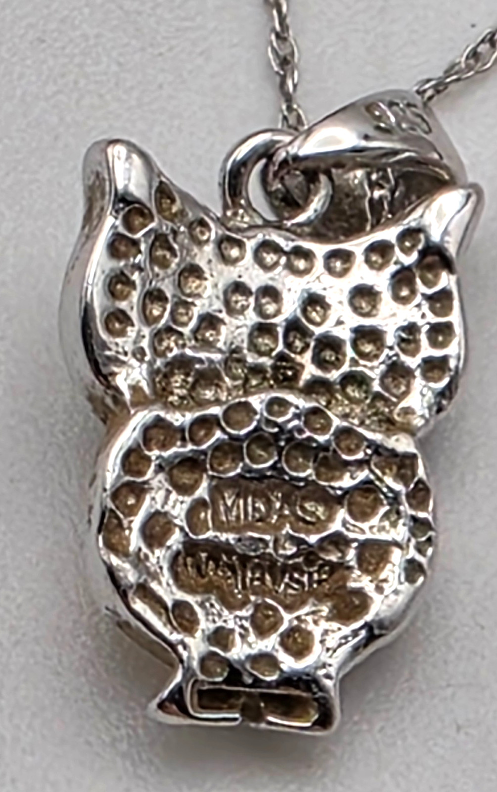 Sterling Silver Midas Turkey 925 Multicolor Crystal Owl Necklace 18″ Vintage
