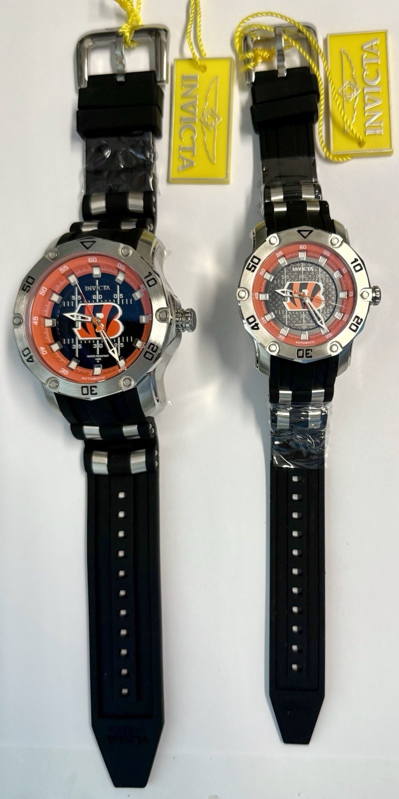 50mm & 38mm Auto His & Hers BENGALS-NFL| Black Football Field Dial Invicta Watch