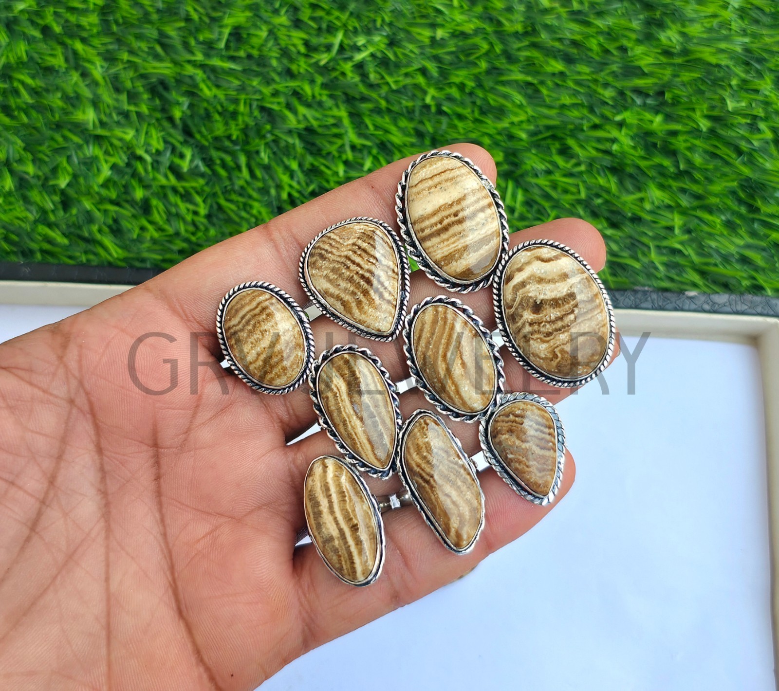 1-500 Pcs Aragonite In Wholesale Gemstone Rings Lot Bulk: Silver Plated Whr-89