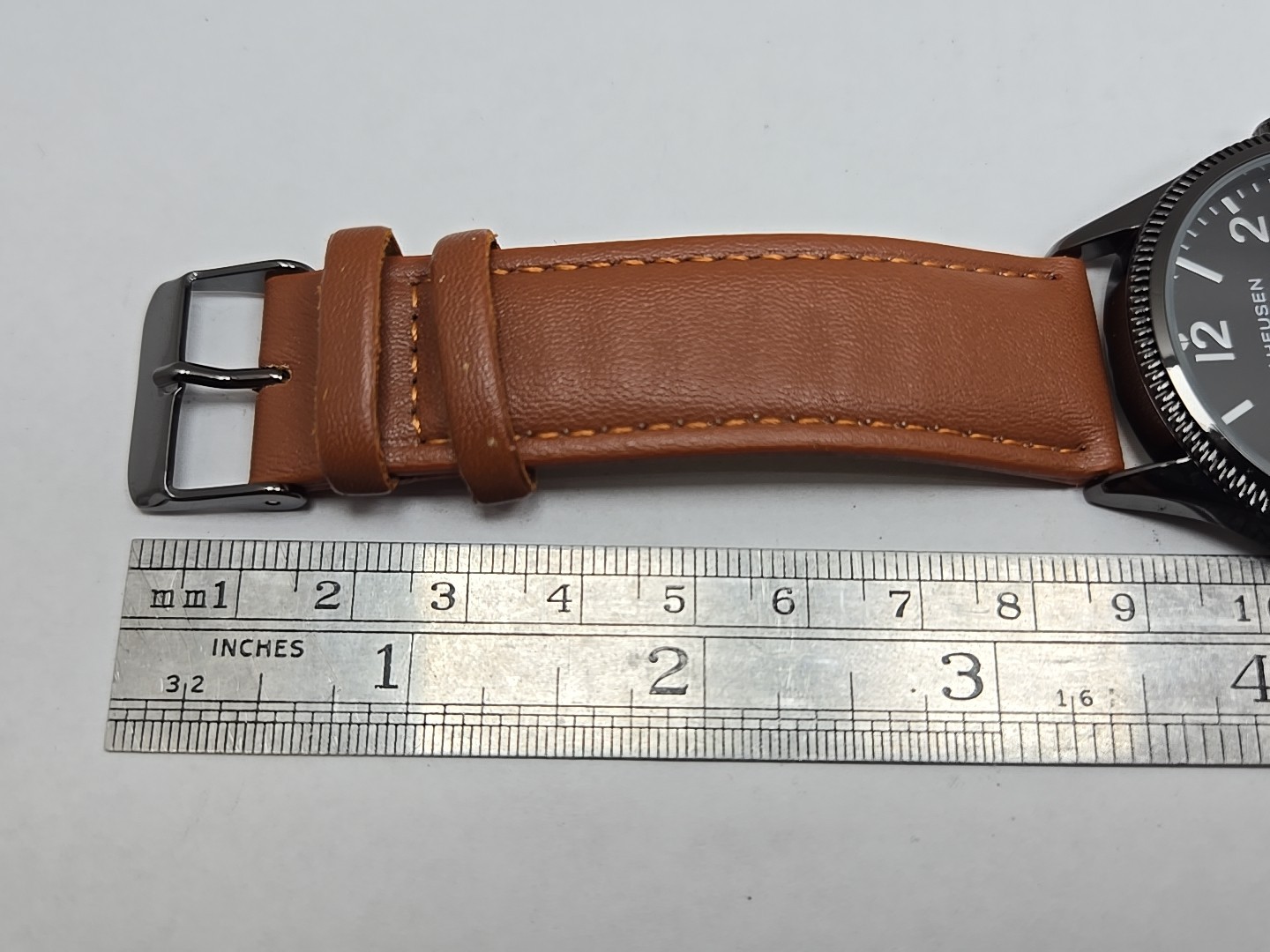 Van Heusen VAN5704RO Mens Black Multi Dial Leather Quartz Watch New Battery
