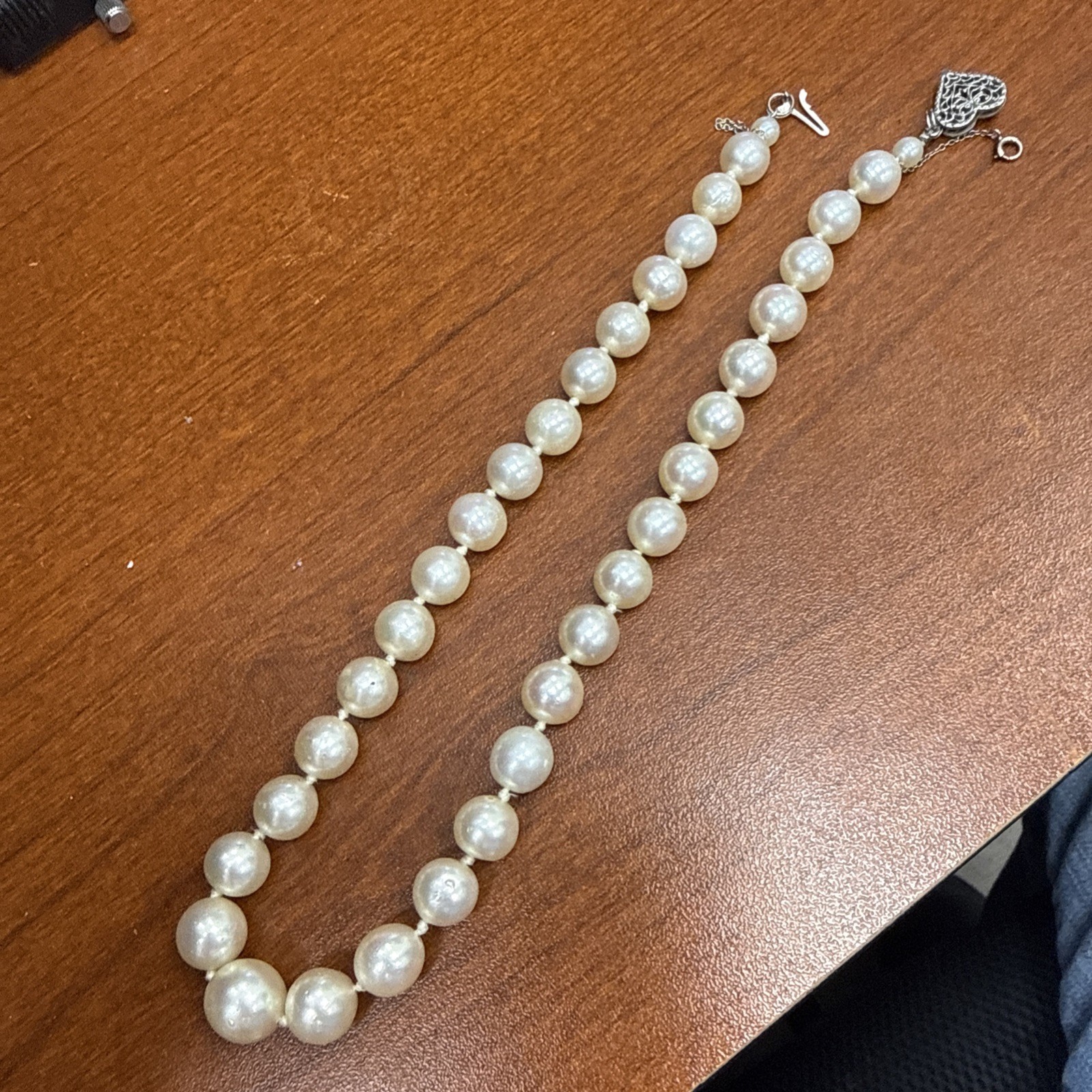 Rare Large 11.3mm-8.5mm Vintage Akoya Cultured Pearl Necklace Choker 14k Lock