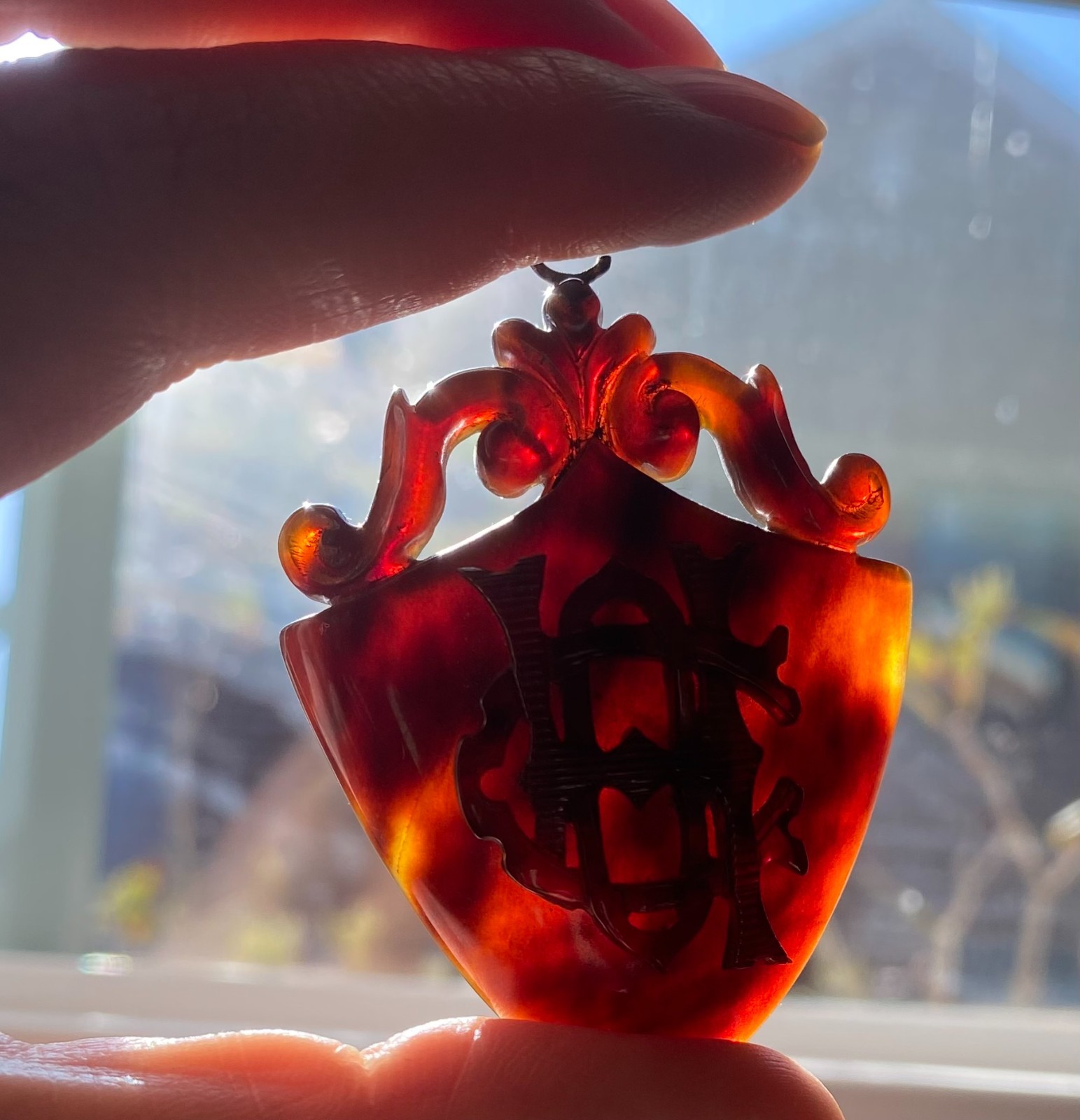 Victorian Tortoiseshell Monogrammed Pendant (Missing a piece) (WW030)