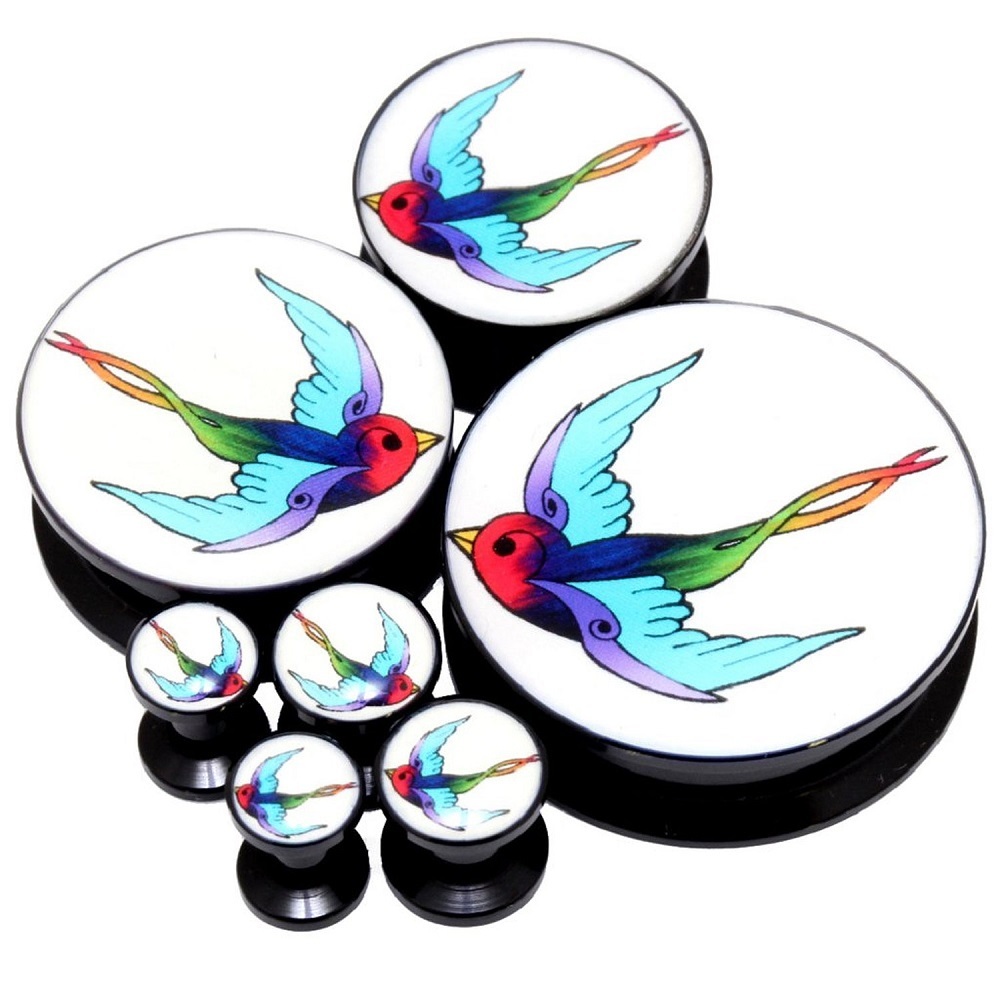 Sparrow (W) Screw-on plugs Acrylic (1 Pair) Different Sizes Available B/7/4/800