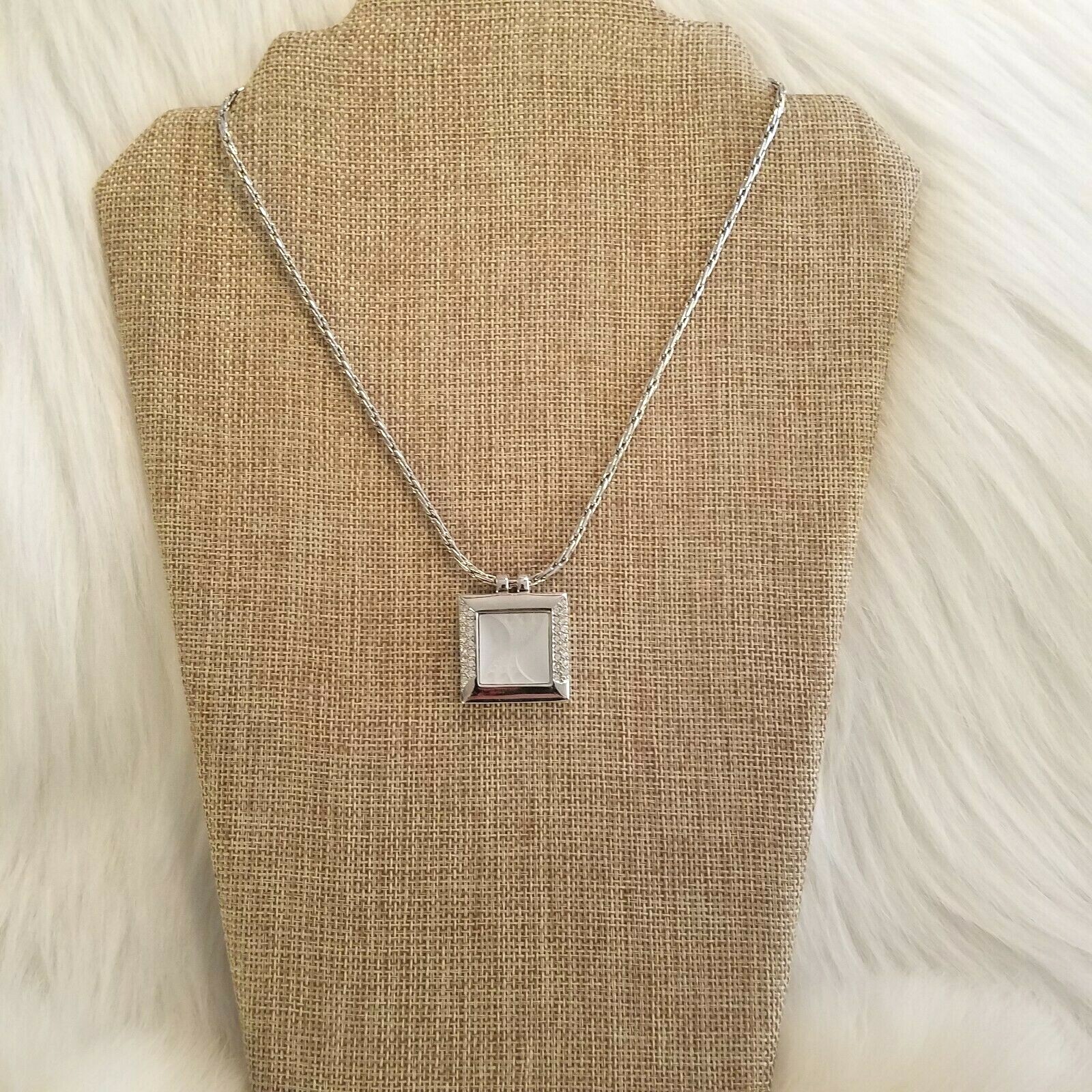 Cybergoth Frosted Glass Necklace Rhinestone Silver Minimalist Classy MOD 3401
