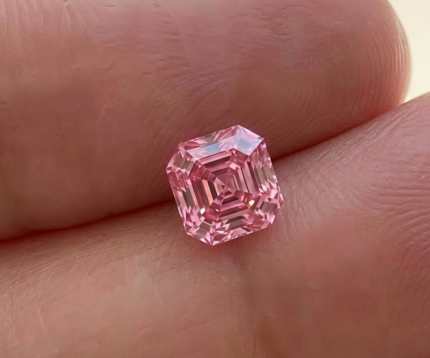 2 CT Asscher Cut, Fancy Pink Color VVS1 Diamond Premium Quality gemstone 7.50 mm