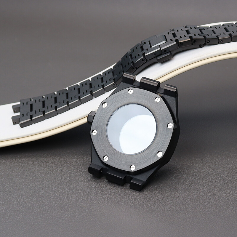 41mm Black watch Cases Watch band For Seiko nh35 nh36 Nh38 Movement 31.8mm Dial