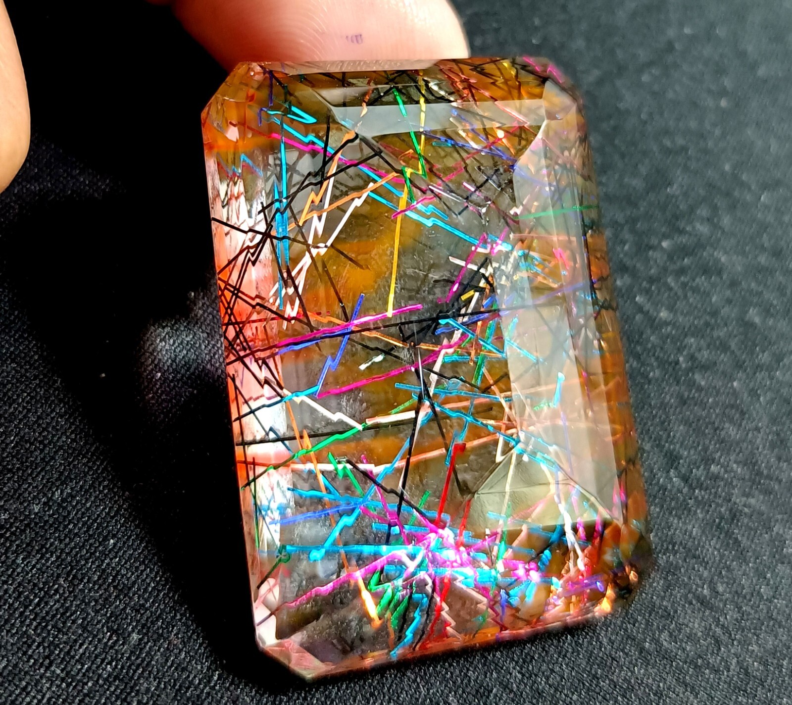 EGL Certified 158.95 Ct EMERALD Cut Natural Rutilated Quartz Loose Gemstone