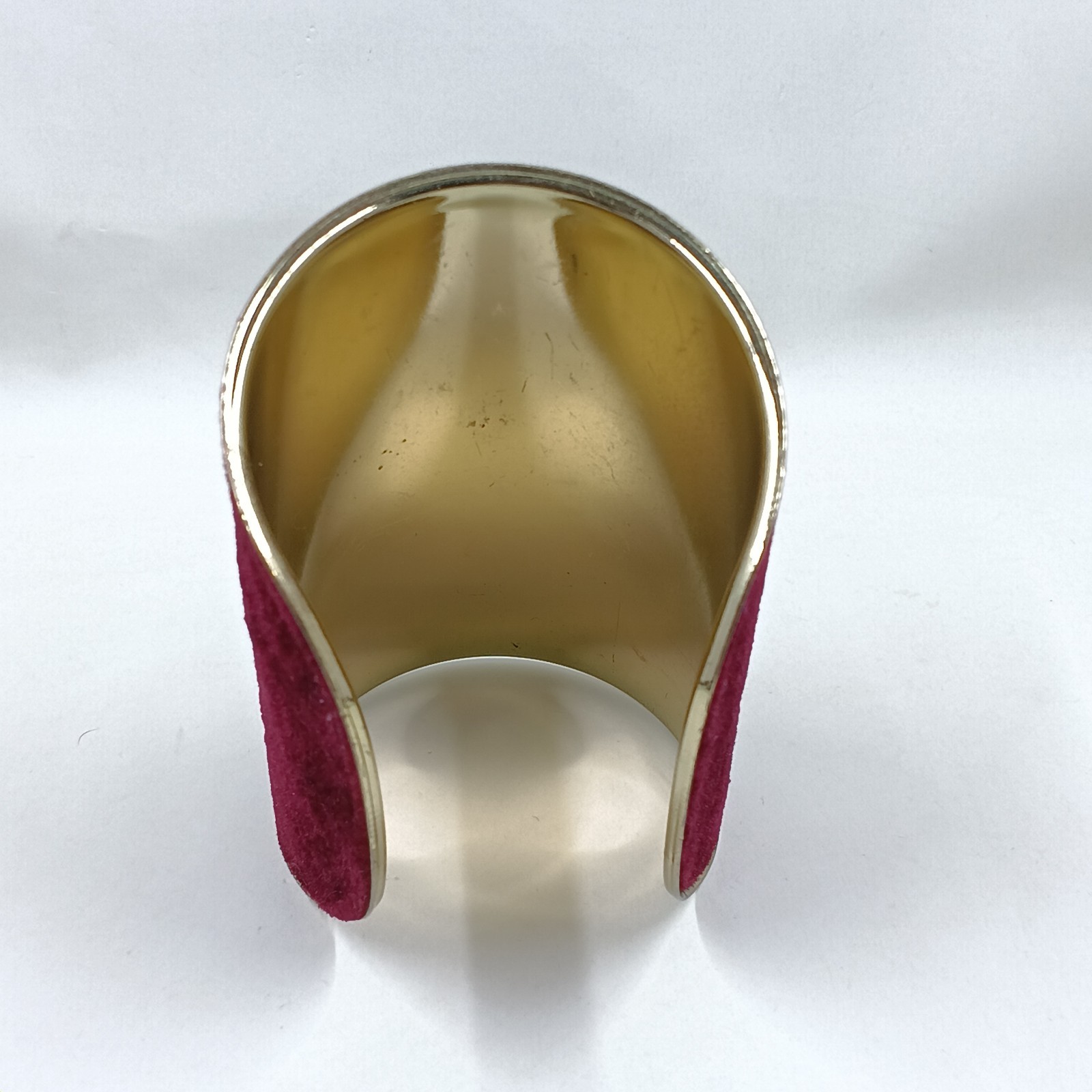 Vintange Cross Cuff Bracelet Red Velvet Gold Tone Black Rhinestones