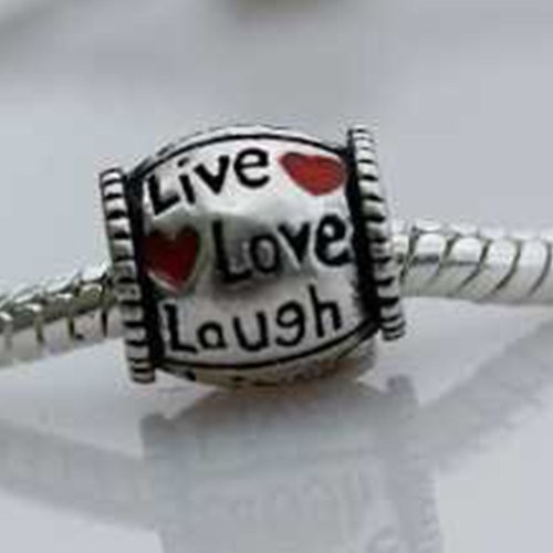 Antique Silver Live Love Laugh Design Bead Charm