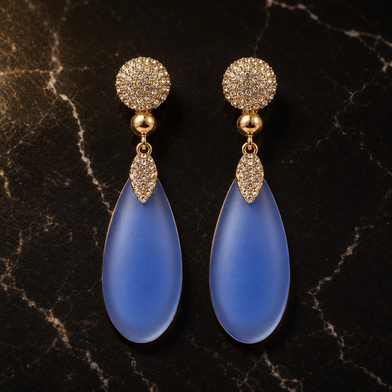 Art Deco Lucite Solanales Earrings Museum Gold Teardrop VTG Court Boho Crystal