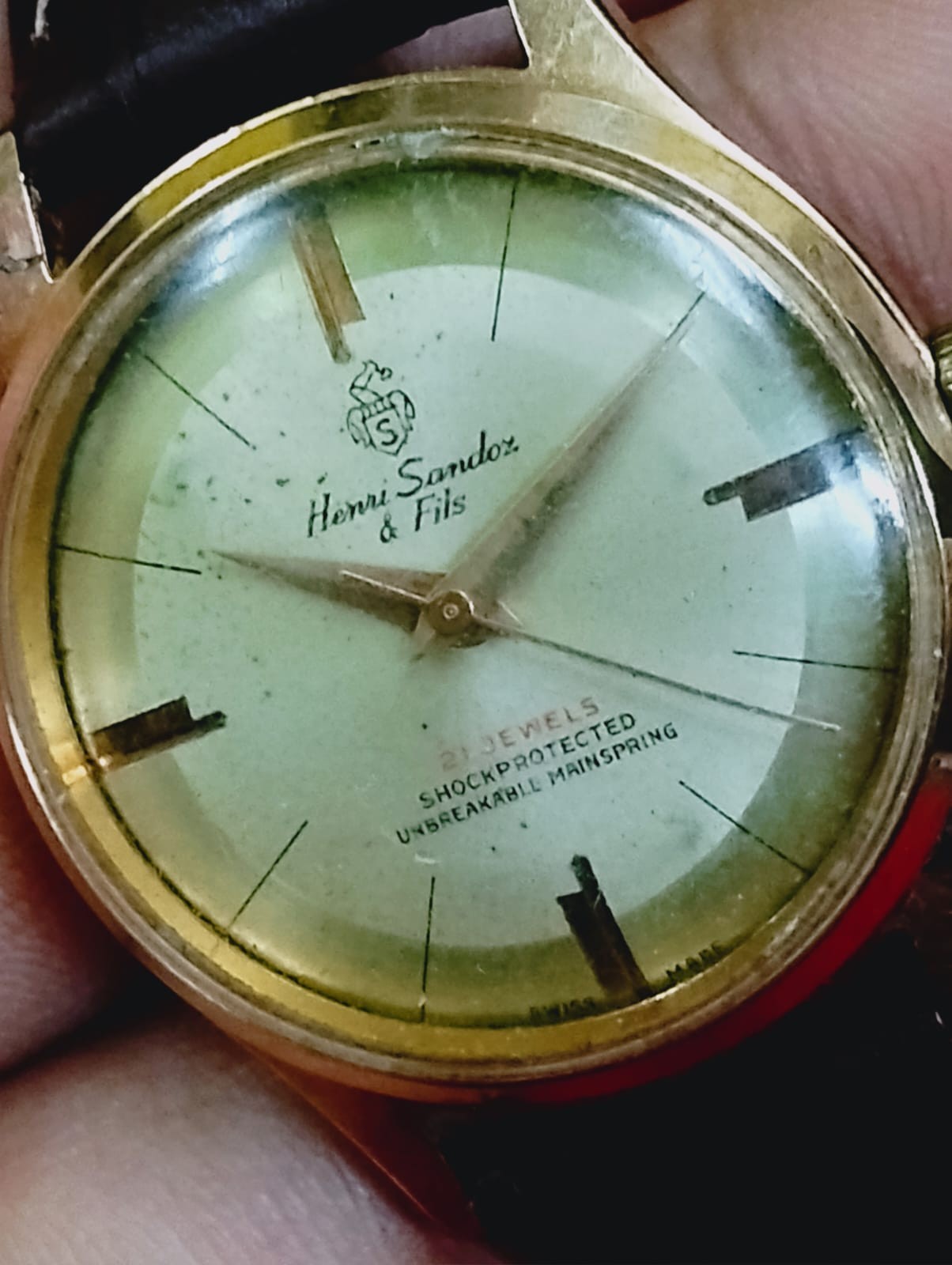Vintage Henri Sandoz 21 j original winding swiss working wrist watch 057 rare