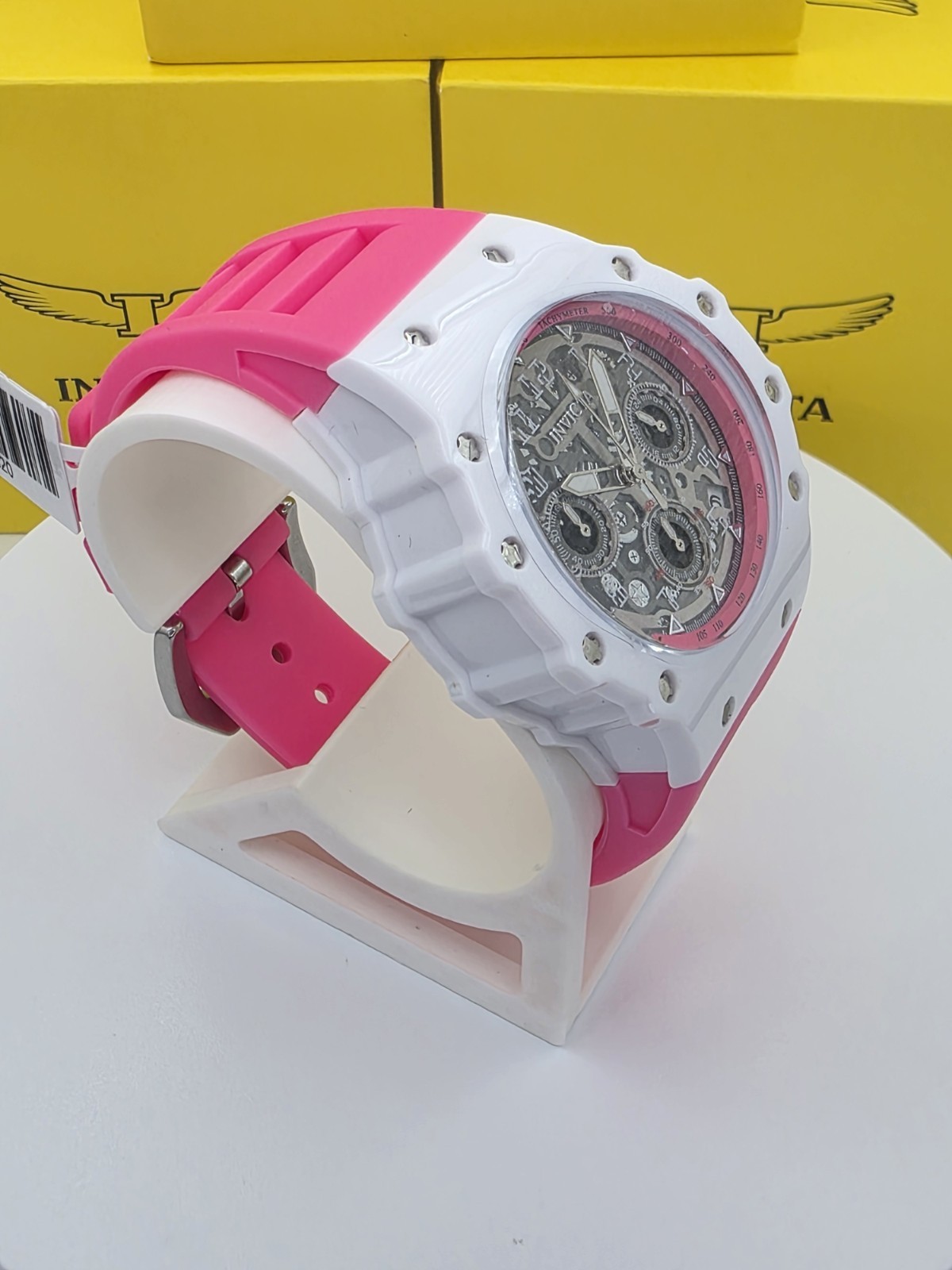 Invicta Racing Valyron Unisex Watch – 41mm, Pink & White(69620) new