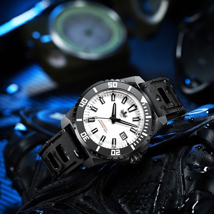 Phoibos LEVIATHAN 500M Steel Automatic Black Date Ceramic Diver Men’s Watch
