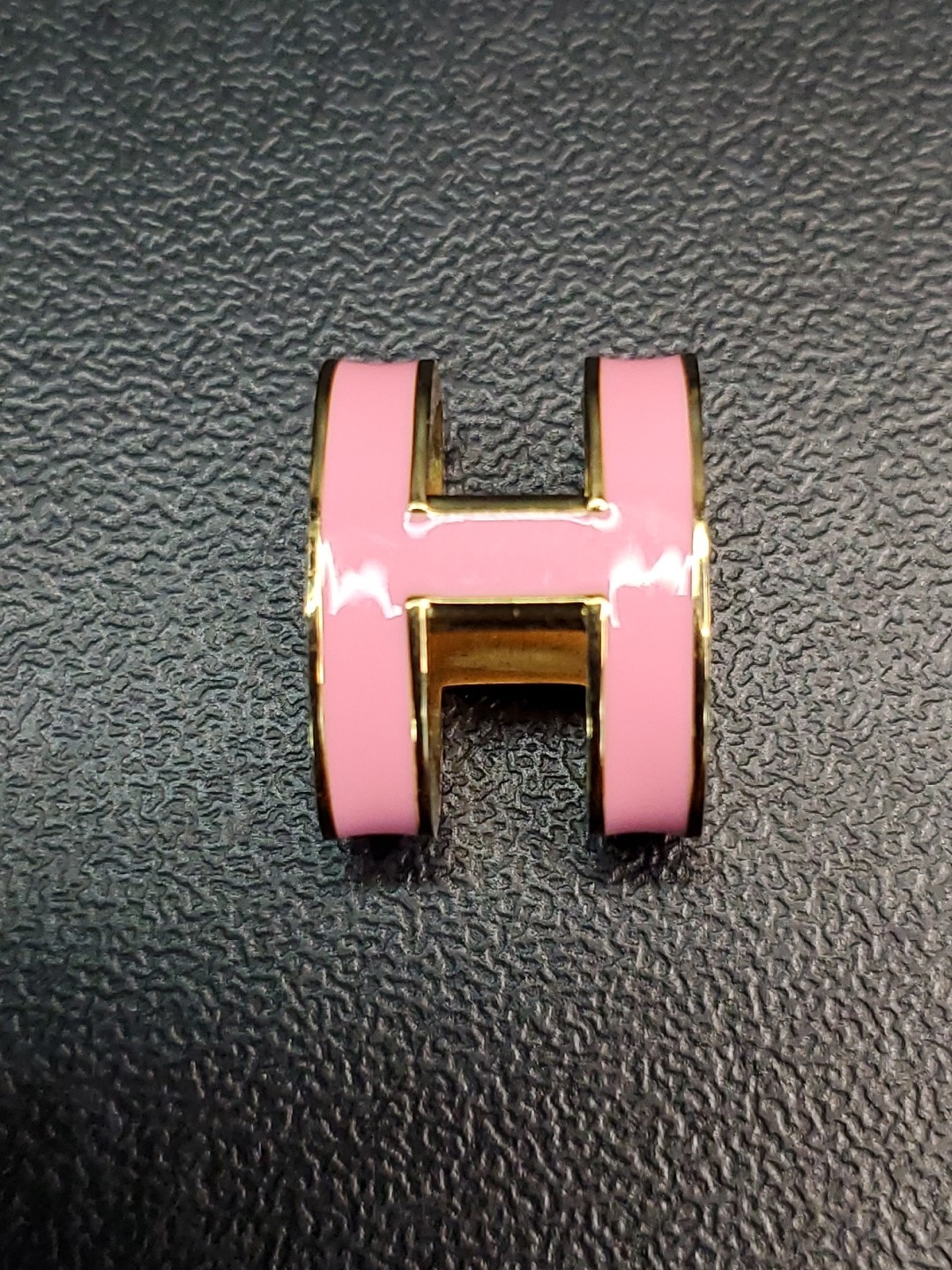 HERMES Enameled Pop H Mini Pendant Accessories Jewelry Pink Gold Color