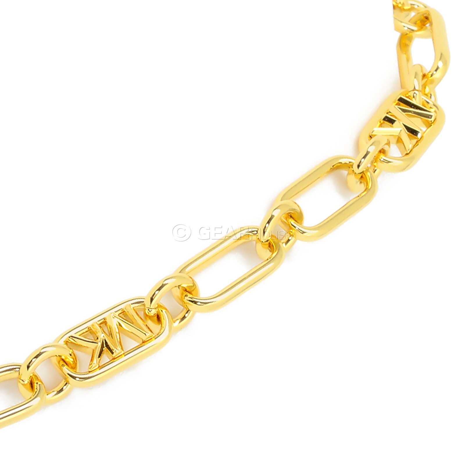 Michael Kors Womens 14k Gold Plated Necklace, Thick Oval Chain, 21-Inch, MK Logo