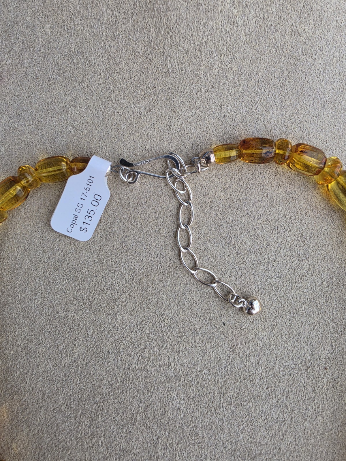 MINE FINDS BY JAY KING Copal Beaded Necklace Sterling Silver Clasp