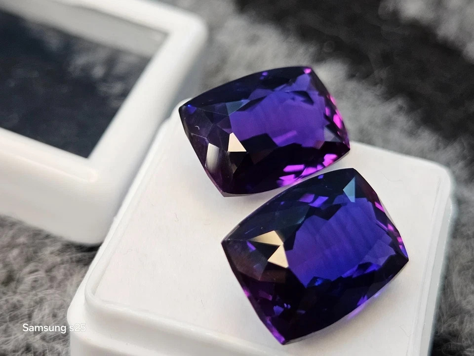 Natural Amazing Pair Purple Tanzanite Cushion Cut 25 Ct IGL Loose Gemstone 6JHH
