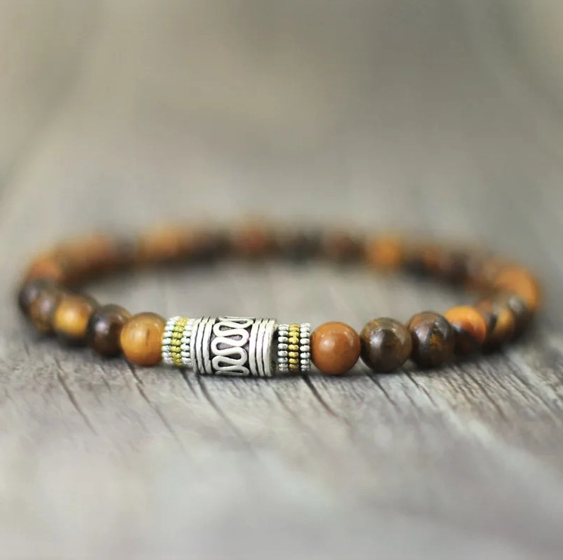 1pc 6mm Natural Stone Beaded Bracelet Unisex Yoga Meditation Lucky – NEW