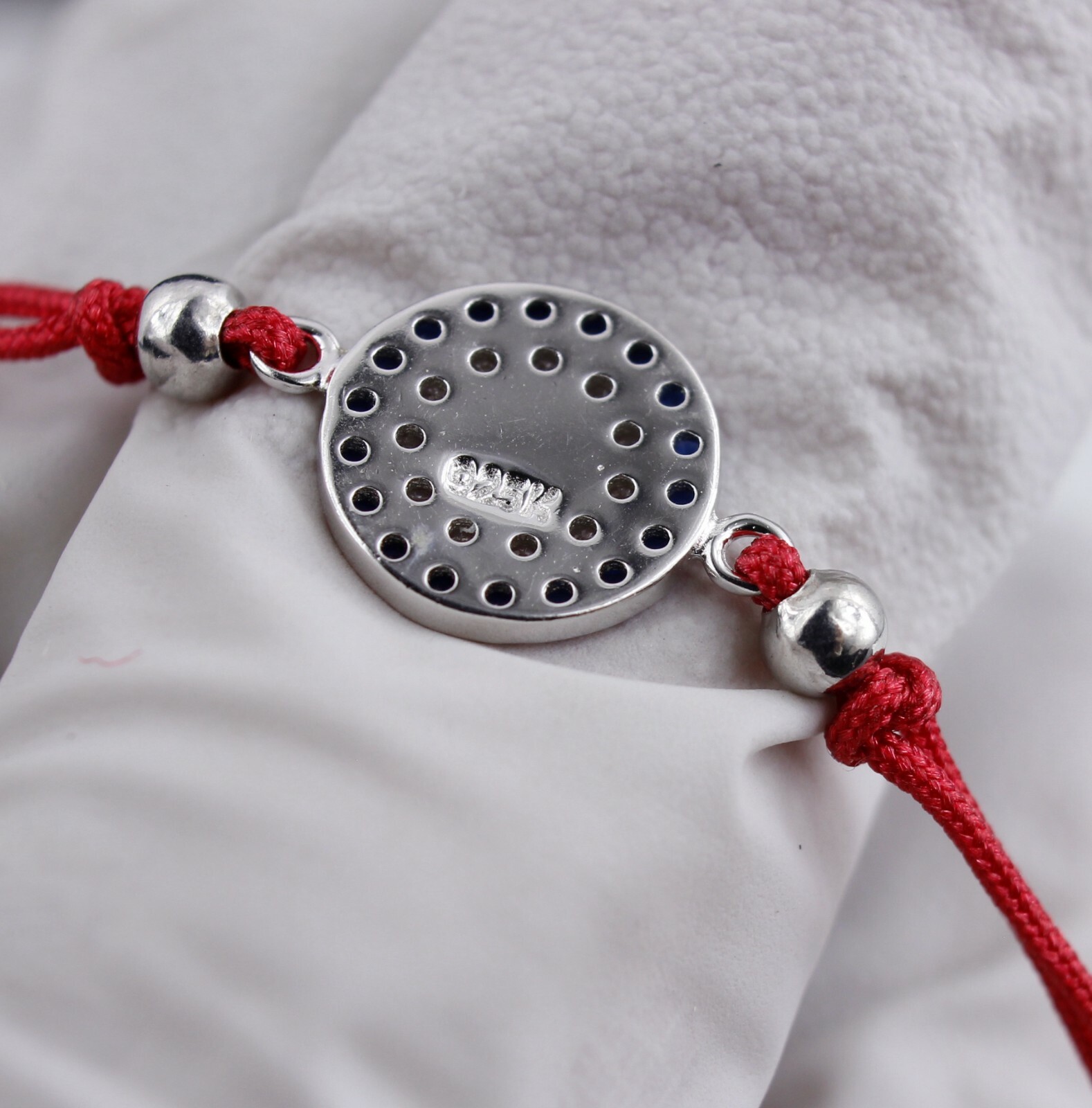 Women Girl 925 Sterling Silver 9.5 mm CZ Round Evil Eye Red Rope Bracelet 6-8″