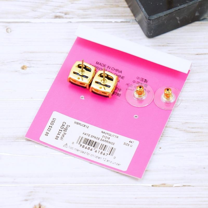 NWT Kate Spade square glitter studs earring Dark Navy Blue Mini