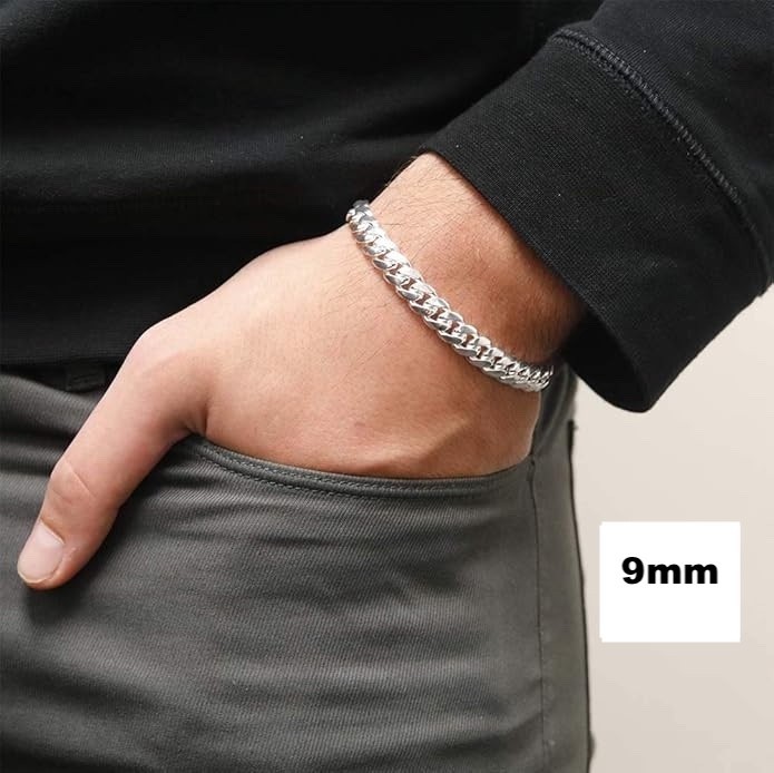 Real Miami Cuban Link Chain Or Bracelet Solid 925 Sterling Silver Box Lock ITALY