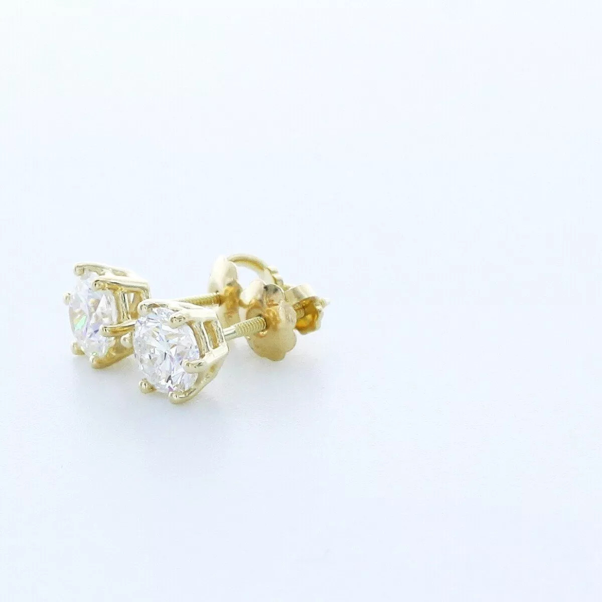 Stud Earrings Solid 14K White Gold Classic 1.01 CT Round Natural Diamond F VS2