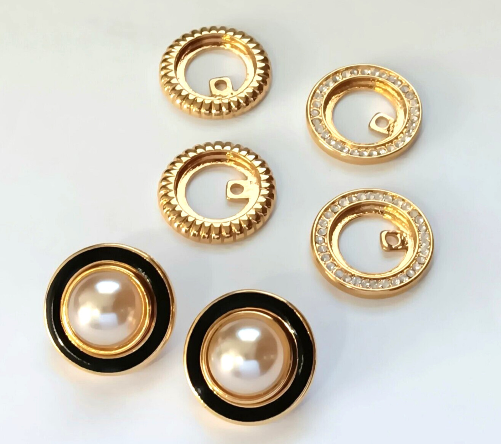 NEW Stamped KJL Kenneth J Lane 3 in 1 Faux Pearl & Rhinestone Stud CLIP Earrings