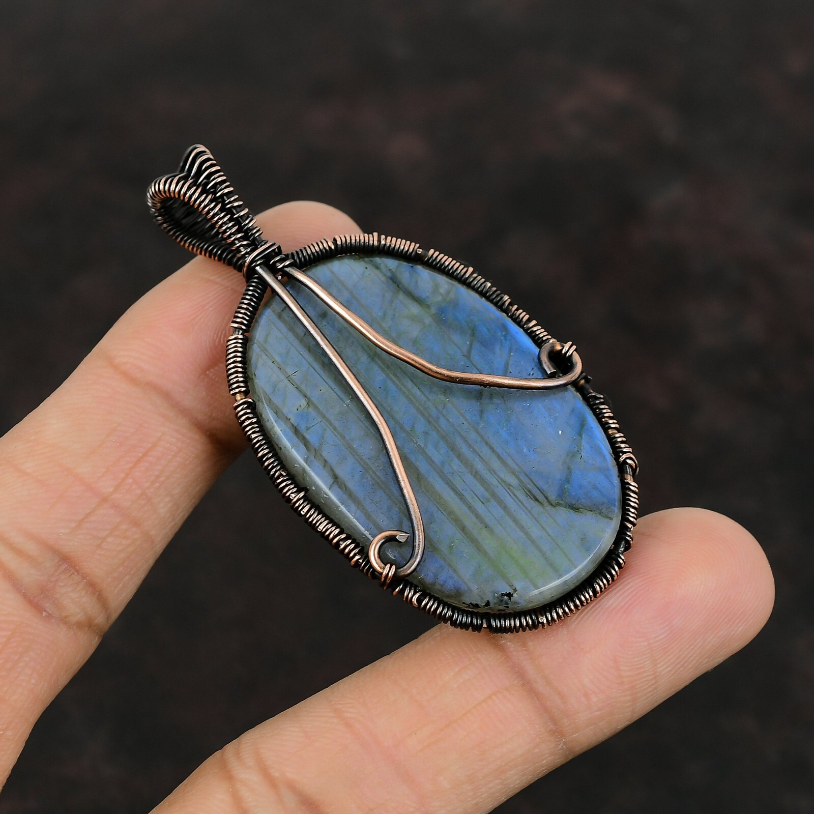 Labradorite Wire Wrapped Tree Of Life Handcrafted Copper Ethnic Gift 2.56″