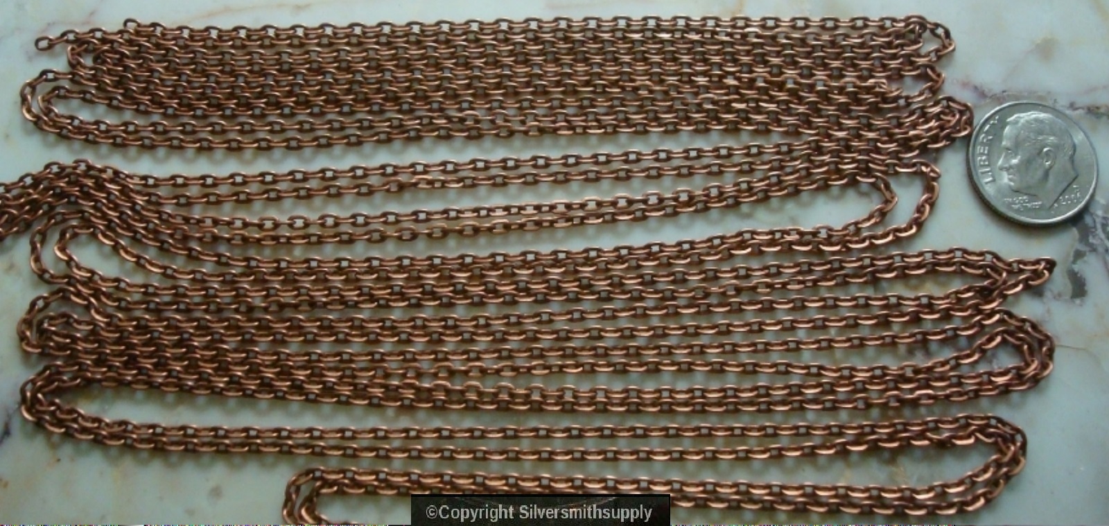 6 feet Copper plated 3x2mm flat cable link bead chain 12 links per inch PCH036B