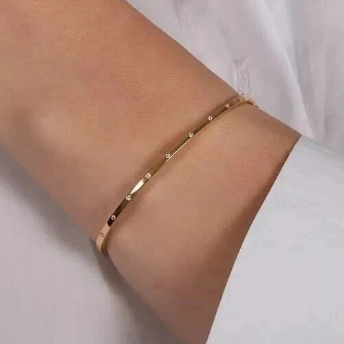 1.0Ct Round Cut Created Diamonds Women’s Bangle Bracelet 14K Yellow Gold Plated