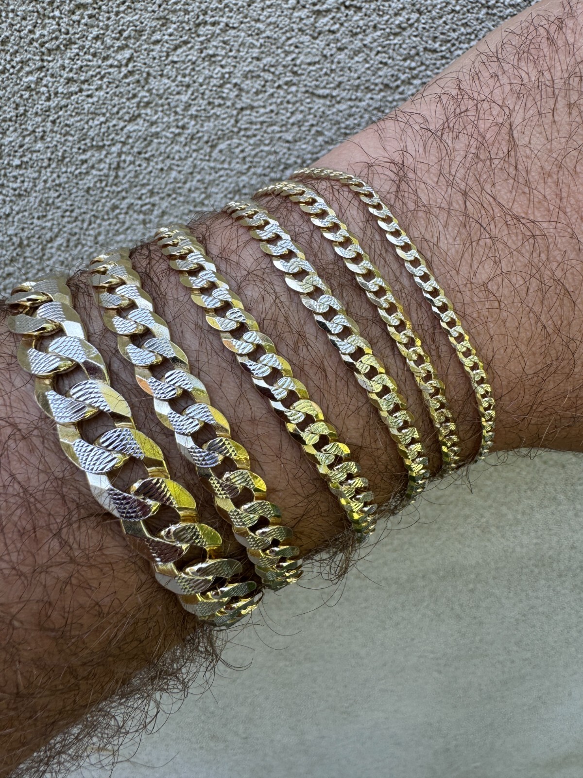 Solid 925 Sterling Silver 14k Gold Plated Cut Flat Miami Cuban Hip Hop Bracelet