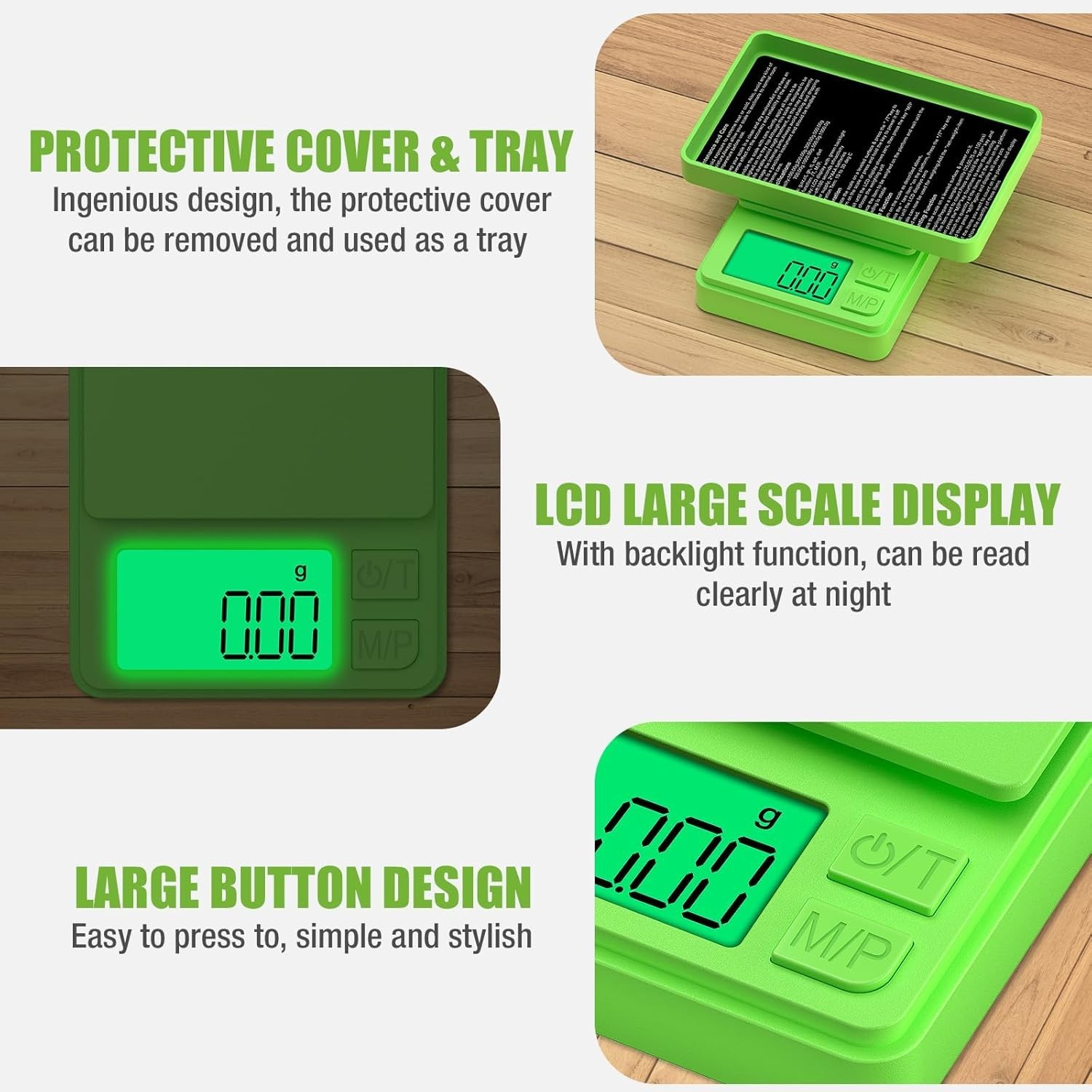 Portable Mini Digital Scale with LCD – 7 Units Conversion & Tare Function, Green