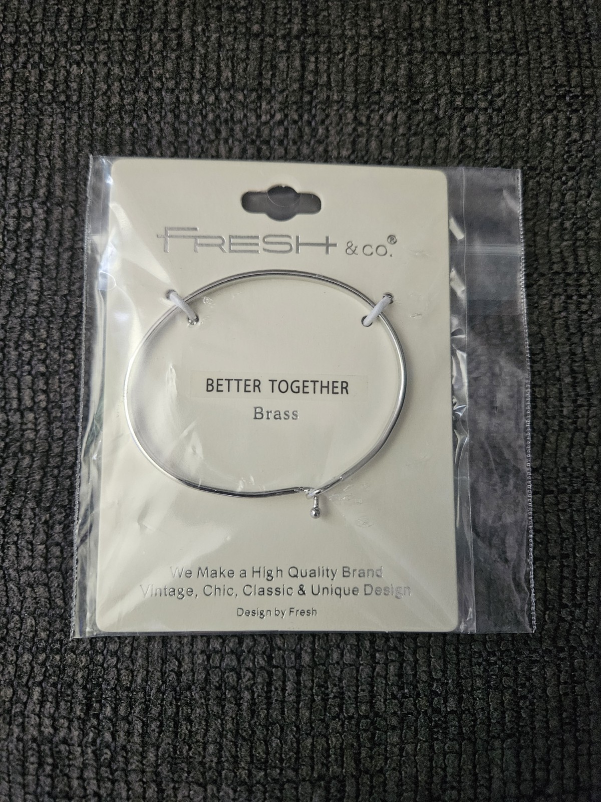 New Fresh And Company” Stronger Together” Brass Bracelet Silver. A5