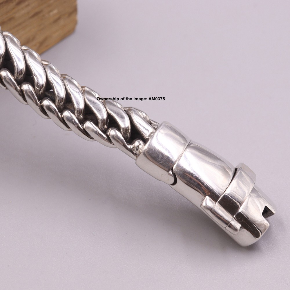 NEW Pure 925 Sterling Silver 10mm Curb Link Chain Men’s Bracelet 8.26inch 58-60G