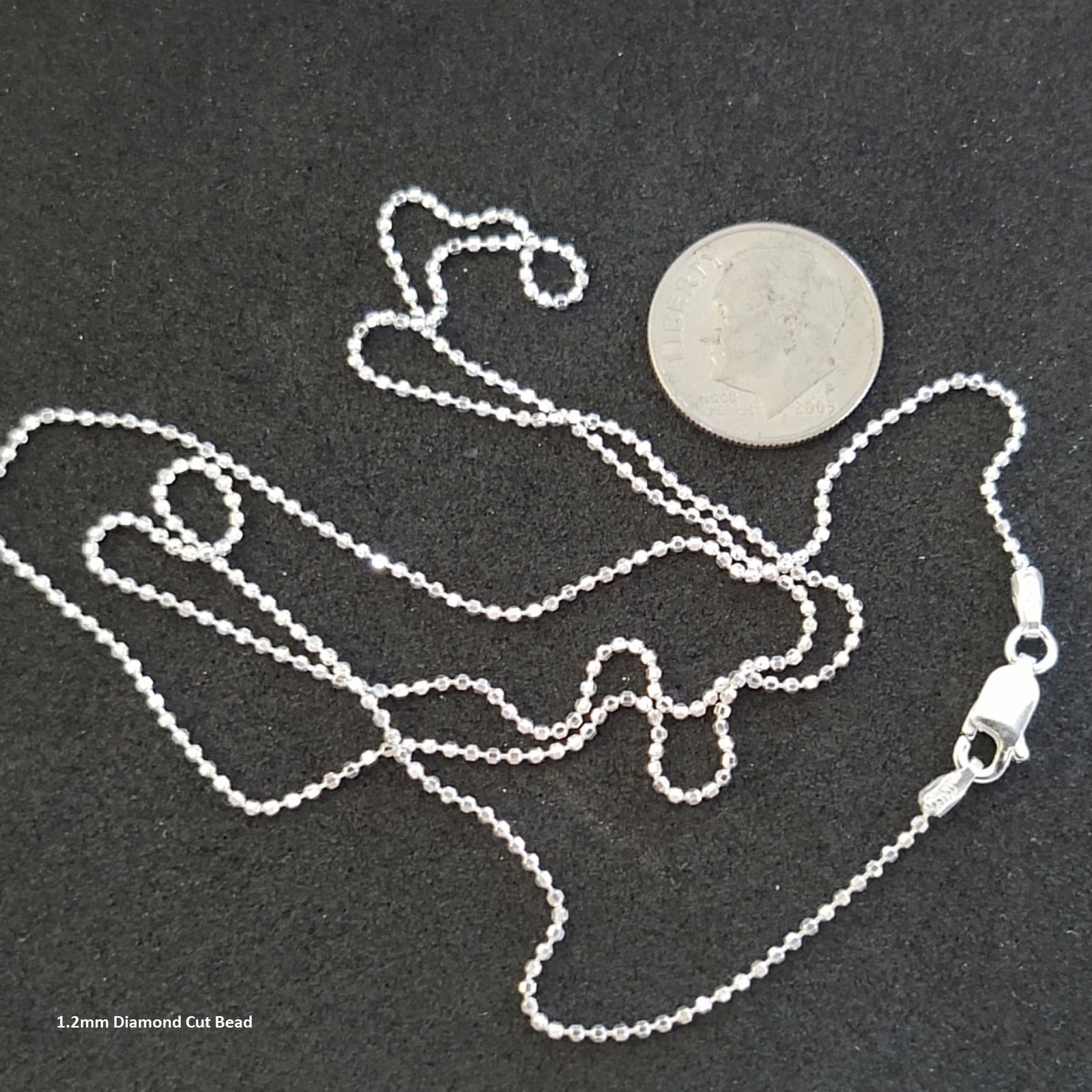 Diamond Cut Bead Necklace Chain / Sterling Silver (Made in Italy)