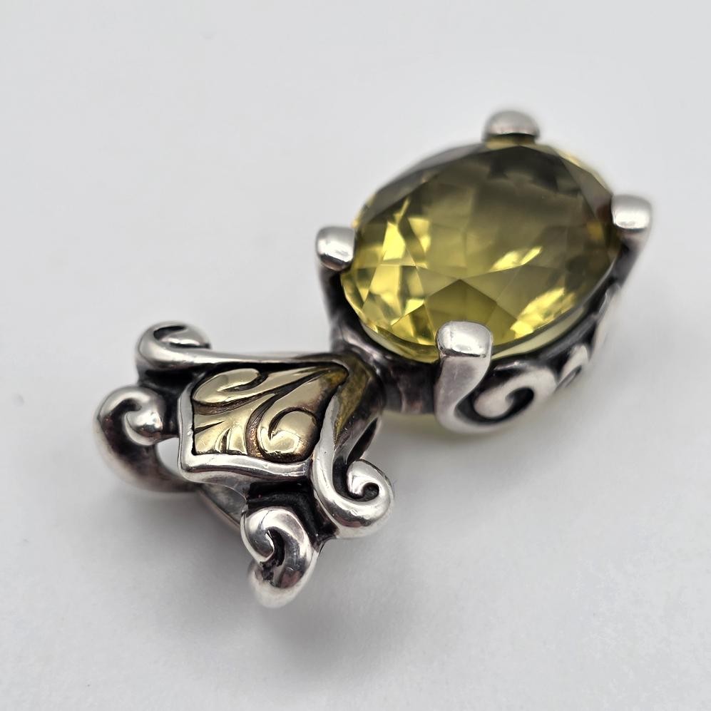 Ann King 925 Sterling Silver & 18K Yellow Gold Citrine Orchid Flower Pendant
