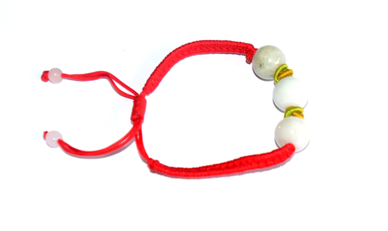 Macrame Friendship Adjustable Red Cord Feng Shui 3 Jade Beads Charm Bracelet