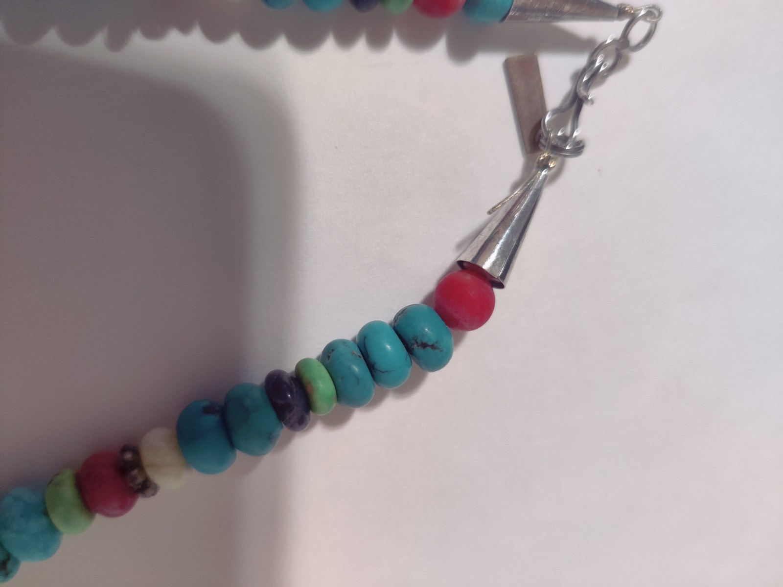 Vintage Sterling Silver T. Singer Native American Turquoise Necklace Choker 15.5