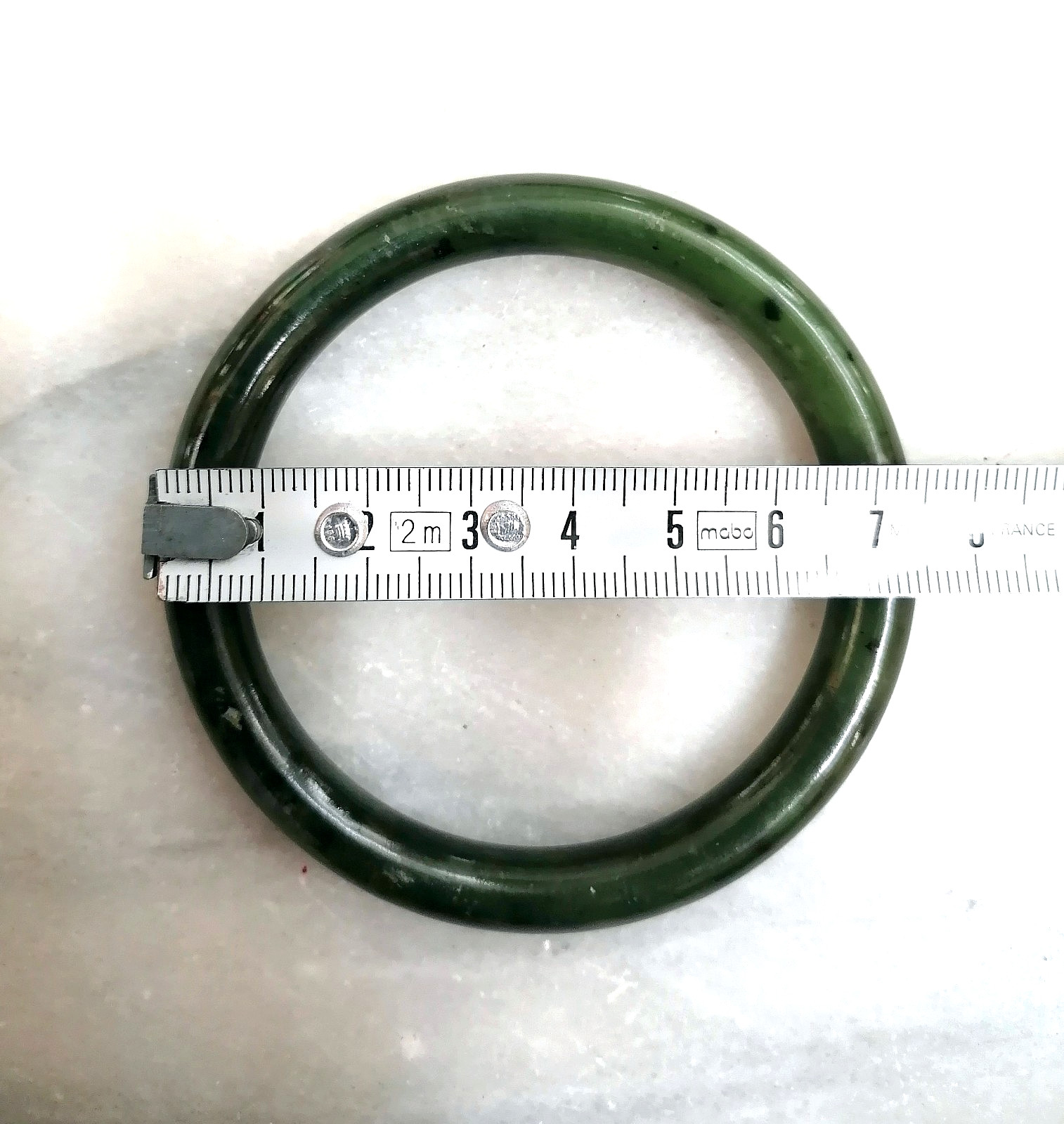 BEAUTIFUL ANTIQUE AUTHENTIC GREEN JADE RING BRACELET, CHINA, 1900.