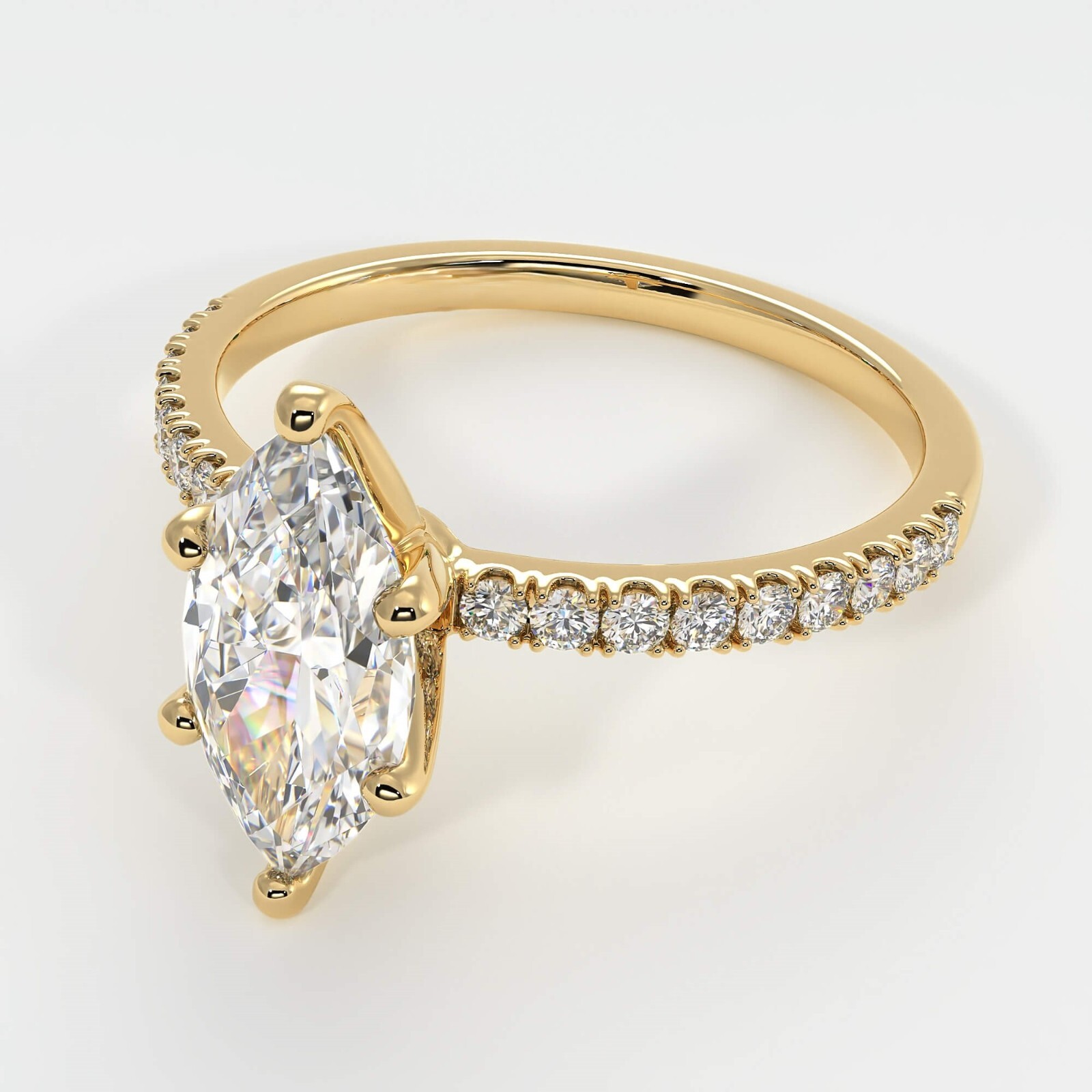 2.76 carat Marquise Engagement Ring | IGI F/VS2 Lab Diamond in 14k Yellow Gold