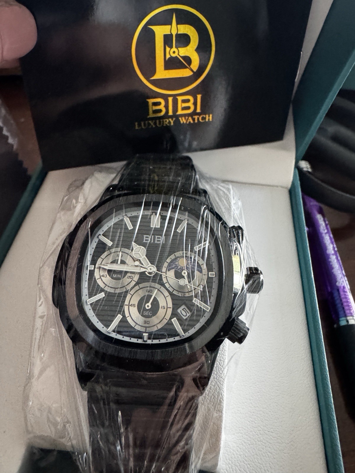 BIBI Luxury Watch, B0237 Black Dial Black Case Black Band
