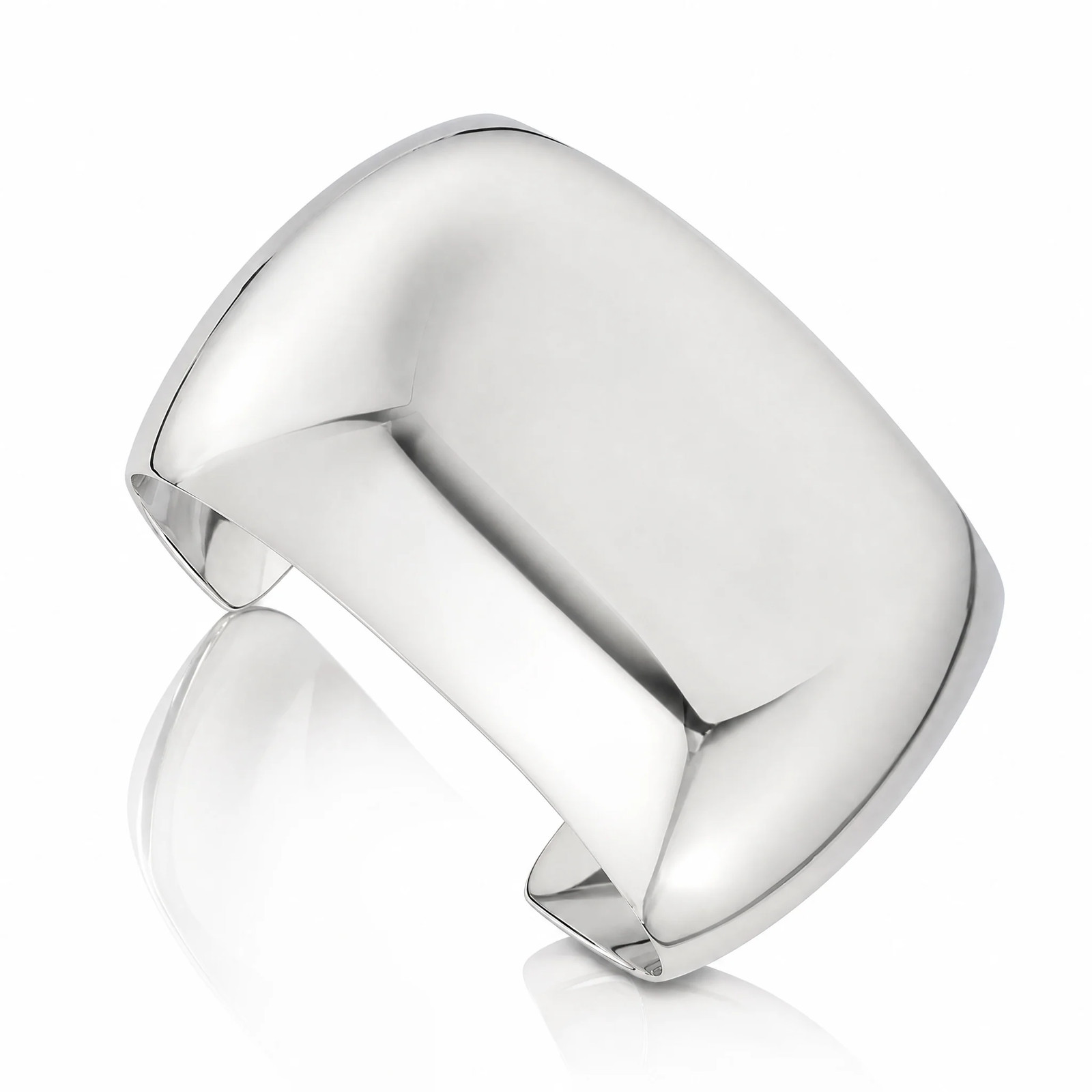 Sterling Silver Polished 40mm Domed Cuff Bangle