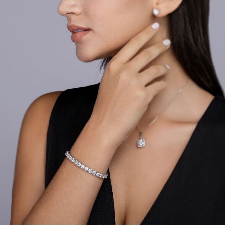 ALL SIZE VVS1/D Certified GRA Moissanite Tennis Bracelet S925 SILVER PASS TESTER