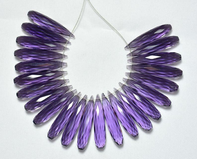 8 Ps Hydro Amethyst Purple Tear Drop Long Beads Briolette Faceted Jewelry Making