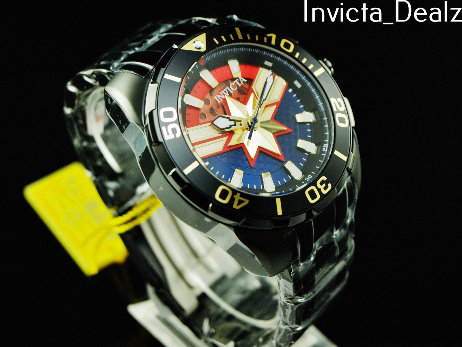 Invicta Men 52mm Limited Edition BOLT CAPTAIN MARVEL Automatic Black SS Watch