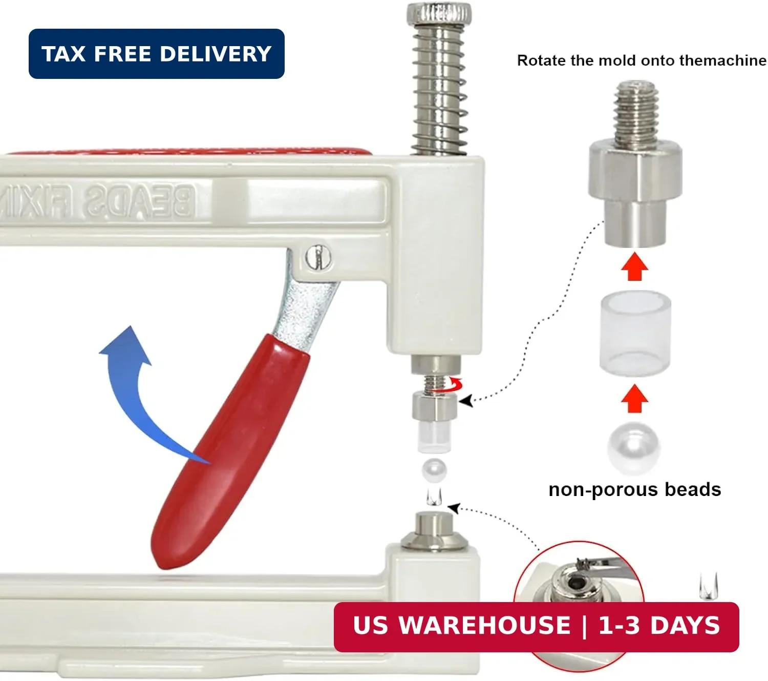 Pearl Setting Machine and Hand Press Pearl Setting Tools 5 Sizes Colorful no Hol