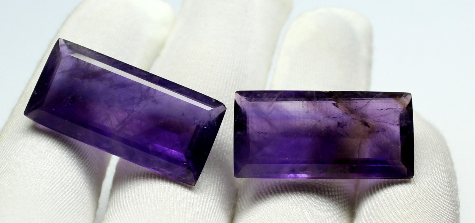 Natural Amethyst Faceted Baguette Gemstone, 30×15 mm Large Pair Loose Stone